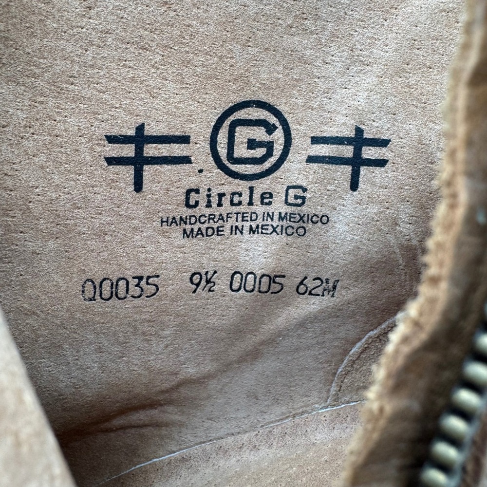 Circle G Tan Leather Fringe Western Ankle Boots Q0035‎ Whipstitch Size 9.5M - Picture 6 of 6